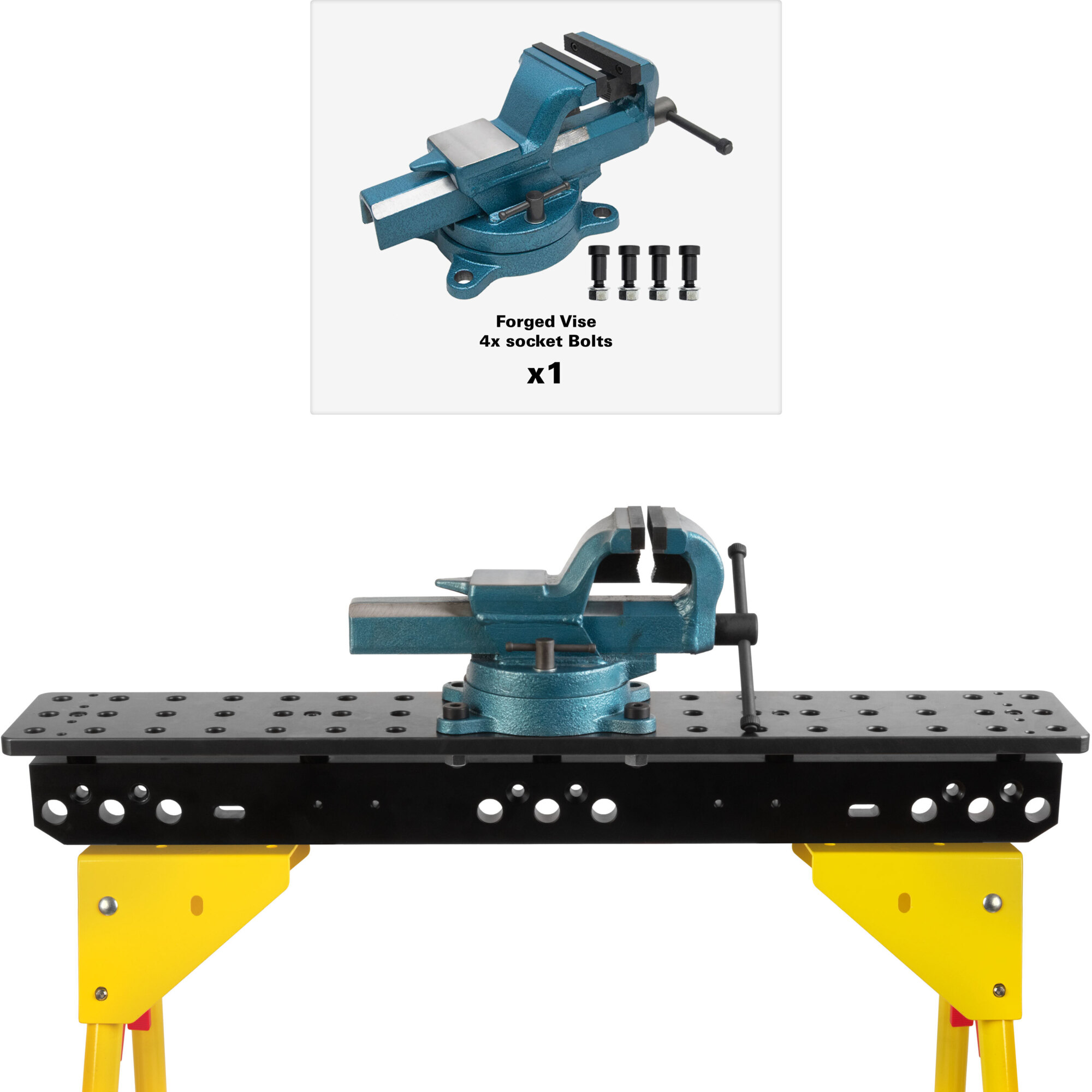 Strong Hand Tools Plate and Adjustable Heavy-Duty Leg Package with Forged Vise — 36in. x 6in., Model# TSB366-AF2